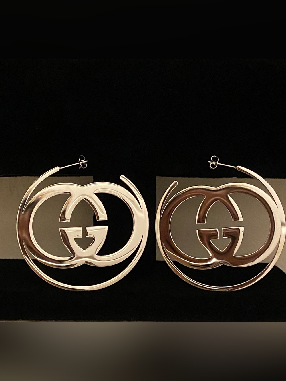 Fashion Jewelry Silver Plated Double G Logo Hoop Luxury Earrings